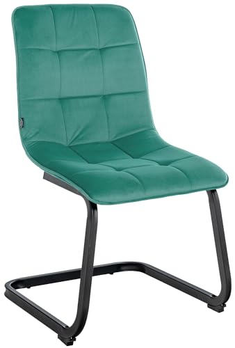 CLP Esszimmerstuhl Vermont I Mit Samt-Bezug I Gepolsterter Freischwinger-Stuhl, Farbe:grün von CLP