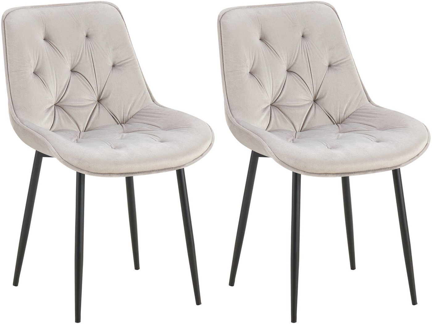 CLP Esszimmerstuhl Wallace (2er Set, 2 St), gesteppter Samt-Bezug von CLP