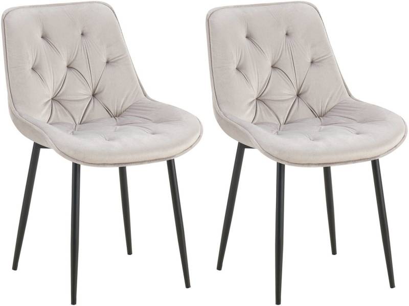 CLP Esszimmerstuhl Wallace (2er Set, 2 St), gesteppter Samt-Bezug von CLP