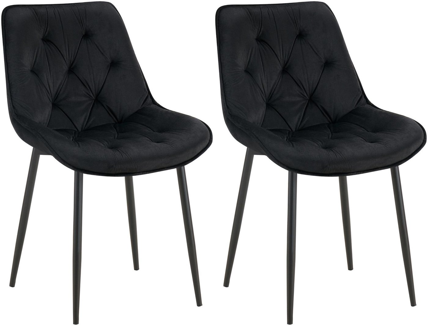 CLP Esszimmerstuhl Wallace (2er Set, 2 St), gesteppter Samt-Bezug von CLP