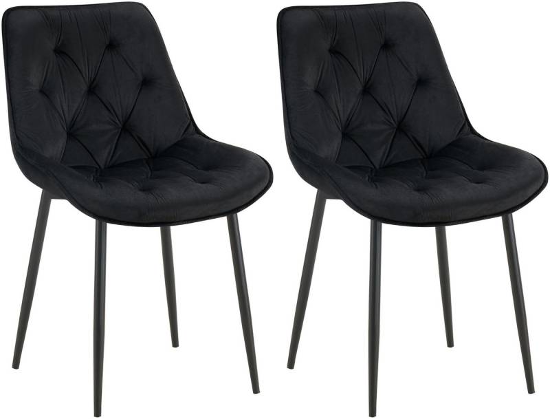 CLP Esszimmerstuhl Wallace (2er Set, 2 St), gesteppter Samt-Bezug von CLP