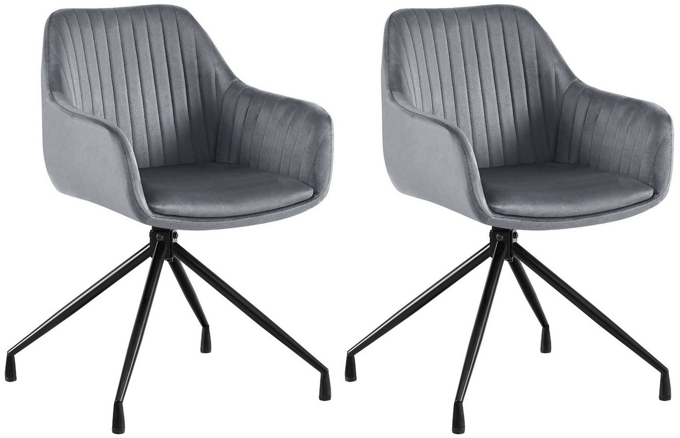 CLP Esszimmerstuhl Welby (2er Set), Drehbar, Samtbezug, Gepoltert, Bis 150 kg belastbar von CLP