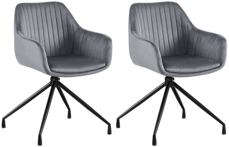 CLP Esszimmerstuhl Welby (2er Set), Drehbar, Samtbezug, Gepoltert, Bis 150 kg belastbar von CLP