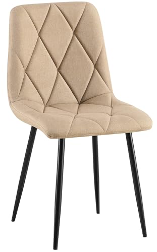 CLP Esszimmerstuhl gepolstert Clairton, Küchenstuhl mit gestepptem Bezug, mit schwarzem Metallgestell, bis 150 kg belastbar, Farbe:Taupe, Material:Stoff von CLP