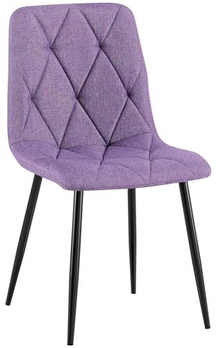 CLP Esszimmerstuhl gepolstert Clairton, Küchenstuhl mit gestepptem Bezug, mit schwarzem Metallgestell, bis 150 kg belastbar, Farbe:lila, Material:Stoff von CLP