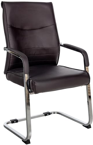 CLP Esszimmerstuhl Hobart, ergonomisch mit Armlehne, gepolstert Kunstleder, Metallgestell stabil, Besucher Konferenzstuhl modern, Farbe:braun, Material:Kunstleder von CLP