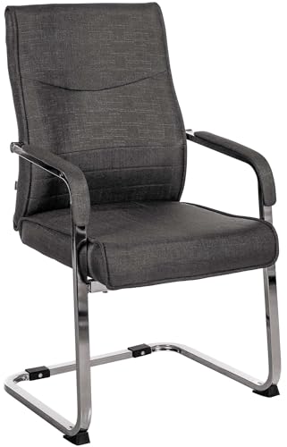 CLP Freischwinger Besucherstuhl Hobart I Stoff- oder Kunstlederbezug, Chromgestell und Gepolsterte Armlehnen I Ergonomischer Schwingstuhl, Farbe:schwarz, Material:Stoff von CLP