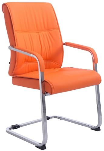 CLP Freischwinger Besucherstuhl XXL Anubis I Stabiler Und Pflegeleichter Stuhl Mit Kunstlederbezug Und Bodenschoner I 260 kg Belastbarkeit, Farbe:orange von CLP