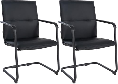 CLP Freischwinger Stühle 2er Set mit Armlehnen Seattle, Moderne Esszimmerstühle gepolstert mit Kunstlederbezügen, Gestelle in Chromoptik, Farbe:schwarz/schwarz CLP Freischwinger Stühle 2er Set mit Armlehnen Seattle, Moderne Esszimmerstühle gepolstert mit Kunstlederbezügen, Gestelle in Chromoptik, Farbe:schwarz/schwarz von CLP