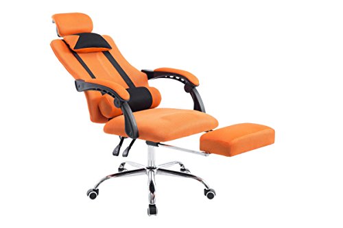 CLP Gaming Bürostuhl Fellow Mit Polsterung Und Netzbezug I Drehstuhl Mit Laufrollen Und Kopfstütze I Höhenverstellbarer Bürostuhl Mit Fußablage, Farbe:orange von CLP