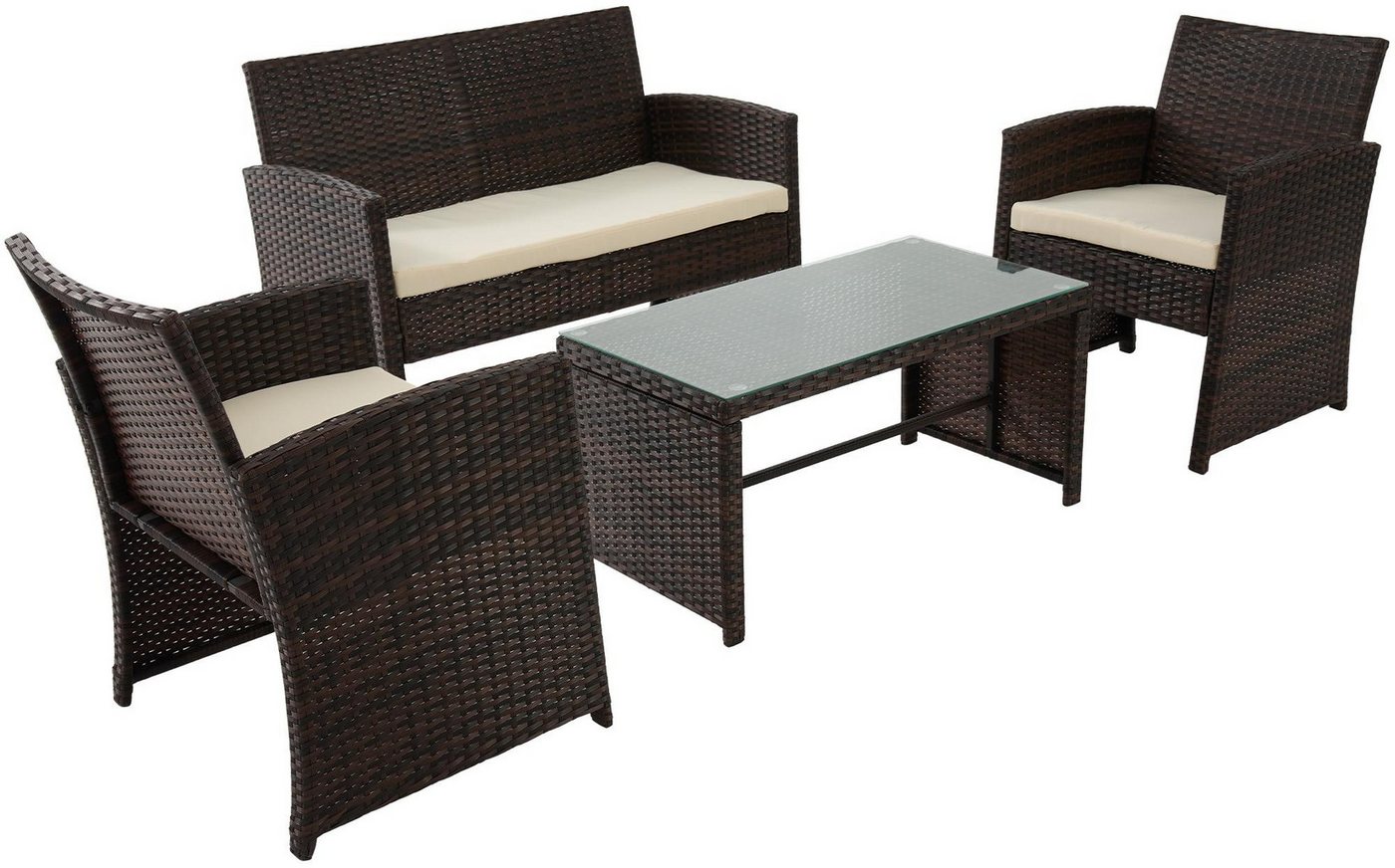 CLP Garten-Essgruppe Toruba, Lounge-Set, Polyrattan wetterfest und UV-beständig von CLP