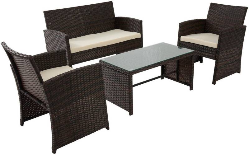 CLP Garten-Essgruppe Toruba, Lounge-Set, Polyrattan wetterfest und UV-beständig von CLP
