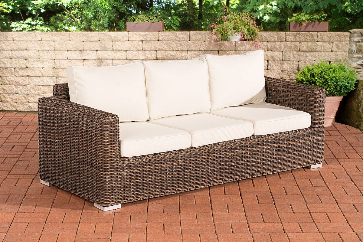 CLP Gartenlounge-Set 3er-Sofa Bilbao / Madeira 5mm, Rattan, mit Kissen von CLP