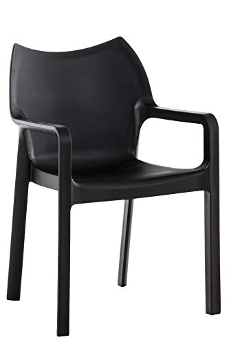 CLP Kunststoff-Gartenstuhl Diva mit Armlehnen I XXL- Kunststoffstuhl mit Einer Belastbarkeit von 160 kg, Farbe:schwarz von CLP