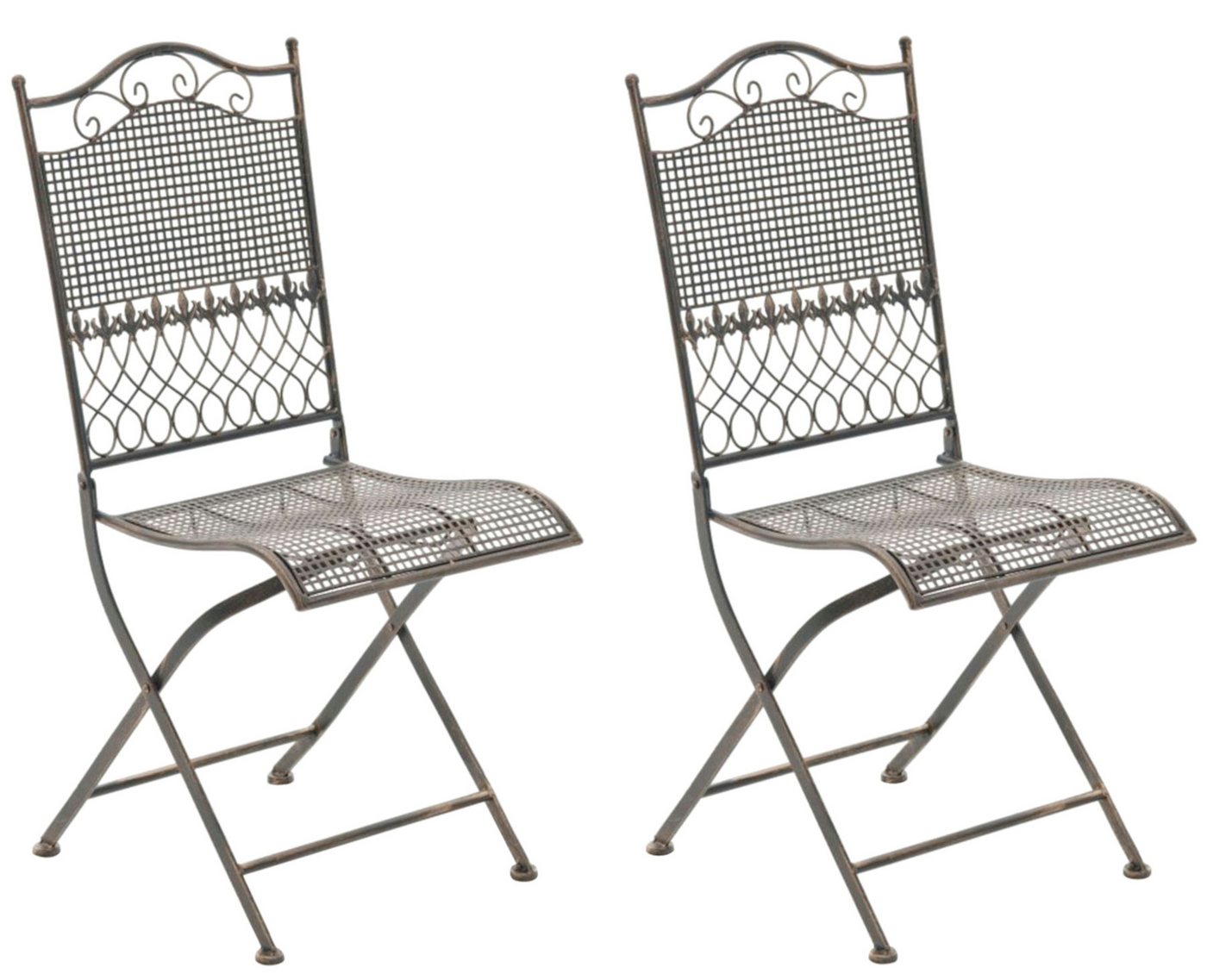 CLP Gartenstuhl Gartenstühle Kiran (2er Set), klappbar mit edlen Verzierungen von CLP