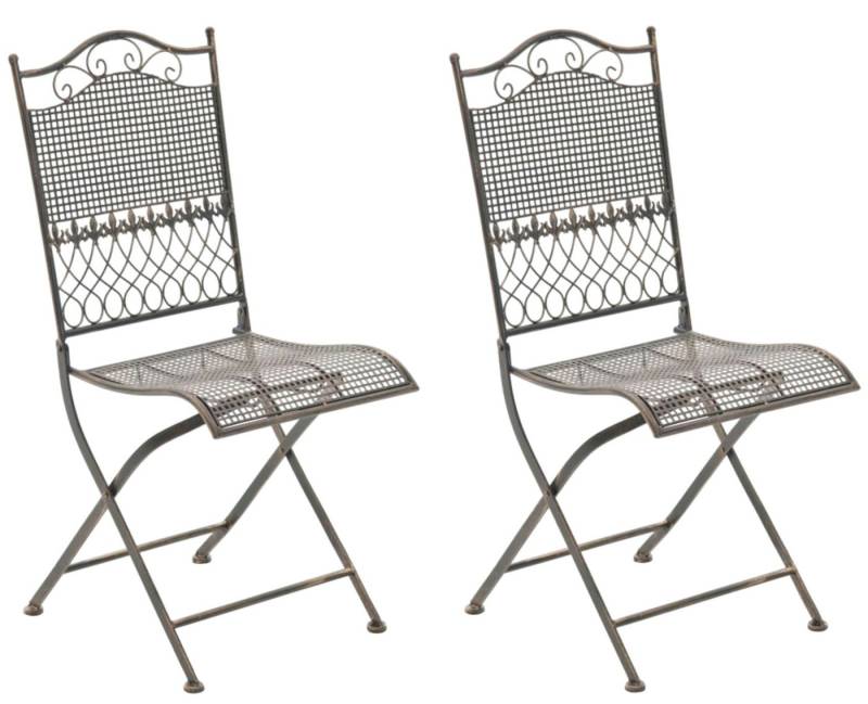 CLP Gartenstuhl Gartenstühle Kiran (2er Set), klappbar mit edlen Verzierungen von CLP