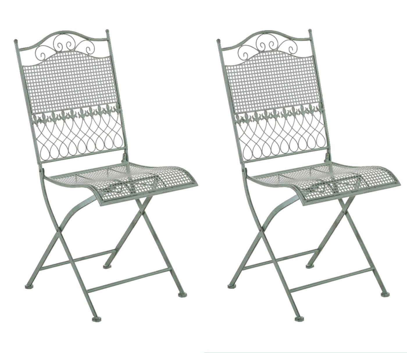 CLP Gartenstuhl Gartenstühle Kiran (2er Set), klappbar mit edlen Verzierungen von CLP