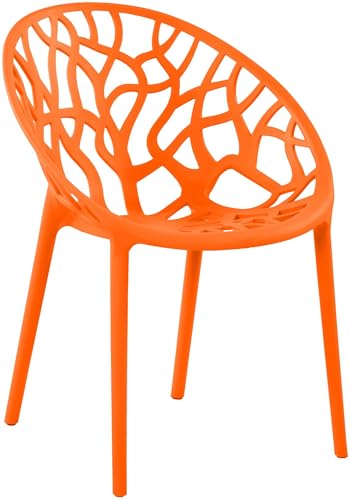 CLP Gartenstuhl Hope Kunststoff I Stapelstuhl wetterfest und UV-beständig I Outdoorstuhl pflegeleicht I Sessel für draußen, Farbe:orange von CLP
