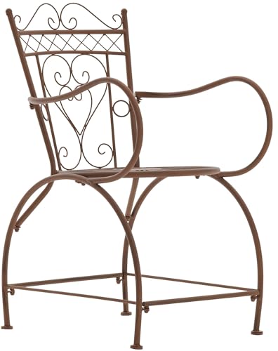 CLP Gartenstuhl Sheela I Metallstuhl Mit Armlehnen Im Jugendstil I Gartenstuhl Aus Metall, Farbe:antik braun von CLP