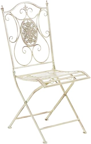 CLP Gartenstuhl Sibell im Landhausstil, aus Metall mit klappbarem Design, ideal für Terrasse oder Balkon, in 6 Farben erhältlich, Farbe:antik-Creme von CLP