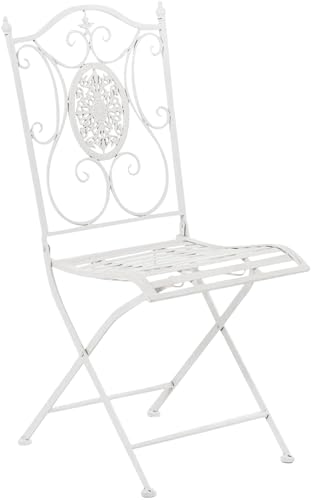 CLP Gartenstuhl Sibell im Landhausstil, aus Metall mit klappbarem Design, ideal für Terrasse oder Balkon, in 6 Farben erhältlich, Farbe:weiß von CLP