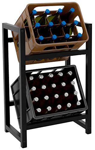 CLP Getränkekistenständer Stack I Platzsparendes Robustes Kistenregal für Getränkekisten I In verschiedenen Größen und Farben erhältlich, Farbe:schwarz, Größe:75x47x31 cm von CLP