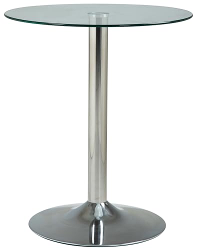 CLP Glastisch mit Einer runden Tischplatte aus Sicherheitsglas | Stehtisch mit Metallgestell in Chrom-Optik | Durchmesser Ø 60 cm, Höhe 70 cm, Farbe:klarglas von CLP