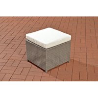 CLP - Polyrattan Hocker Tahiti grau cremeweiß von CLP