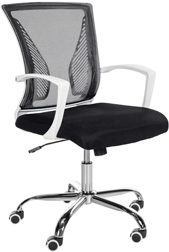 CLP Höhenverstellbarer Bürostuhl Tracy I Ergonomischer Schreibtischstuhl Mit Netzbezug Und Armlehnen und Polsterung, Farbe:schwarz, Gestell Farbe:Chrom von CLP