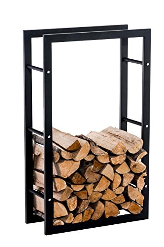 CLP Kaminholzregal Keri V3 I Kaminholzhalter Aus Metall In Schwarz Matt I Ohne Rückwand I In 8 Größen, Größe:25x80x100 cm von CLP