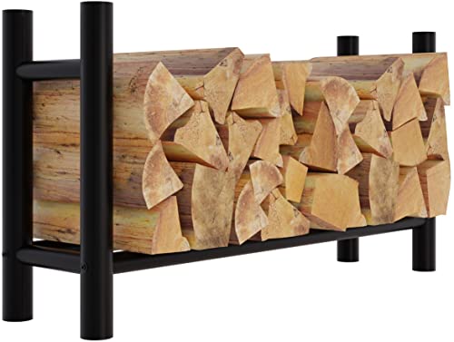 CLP Kaminholzregal Medya I Robuster Kaminholzständer Schwarz Metall I In 5 Größen Verfügbar I Stapelhilfe Für Brennholz, Größe:30x100x60 cm, Form:rund von CLP