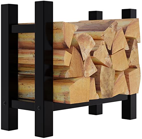 CLP Kaminholzregal Medya I Robuster Kaminholzständer Schwarz Metall I In 5 Größen Verfügbar I Stapelhilfe Für Brennholz, Größe:30x60x60 cm, Form:eckig von CLP
