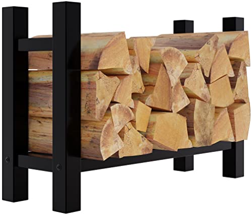 CLP Kaminholzregal Medya I Robuster Kaminholzständer Schwarz Metall I In 5 Größen Verfügbar I Stapelhilfe Für Brennholz, Größe:30x80x60 cm, Form:eckig von CLP