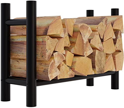 CLP Kaminholzregal Medya I Robuster Kaminholzständer Schwarz Metall I In 5 Größen Verfügbar I Stapelhilfe Für Brennholz, Größe:30x80x60 cm, Form:rund von CLP