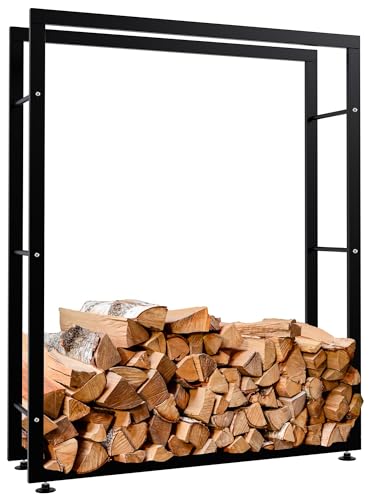 CLP Kaminholzständer Keri V2 I Aus Schwarzem Metall I Kaminholzregal Mit Bodenschonern I Stapelhilfe Für Brennholz, Farbe:schwarz, Größe:25x100x125 cm CLP Kaminholzständer Keri V2 I Aus Schwarzem Metall I Kaminholzregal Mit Bodenschonern I Stapelhilfe Für Brennholz, Farbe:schwarz, Größe:25x100x125 cm von CLP