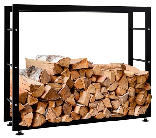 CLP Kaminholzständer Keri V2 I Aus Schwarzem Metall I Kaminholzregal Mit Bodenschonern I Stapelhilfe Für Brennholz, Farbe:schwarz, Größe:25x100x80 cm CLP Kaminholzständer Keri V2 I Aus Schwarzem Metall I Kaminholzregal Mit Bodenschonern I Stapelhilfe Für Brennholz, Farbe:schwarz, Größe:25x100x80 cm von CLP