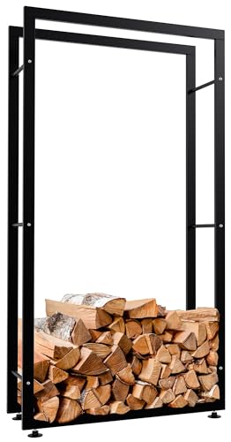 CLP Kaminholzständer Keri V2 I Aus Schwarzem Metall I Kaminholzregal Mit Bodenschonern I Stapelhilfe Für Brennholz, Farbe:schwarz, Größe:25x80x150 cm CLP Kaminholzständer Keri V2 I Aus Schwarzem Metall I Kaminholzregal Mit Bodenschonern I Stapelhilfe Für Brennholz, Farbe:schwarz, Größe:25x80x150 cm von CLP