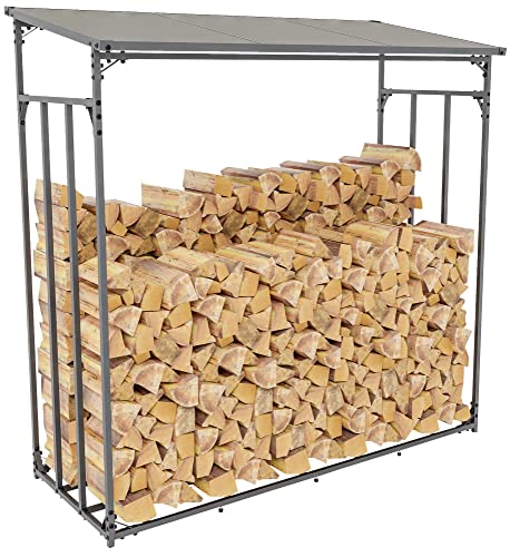 CLP Kaminholzunterstand Ruston Aluminium I Kaminholzregal Anthrazit I Holzlager Aus Aluminium I Feuerholzregal Für Außen, Größe:XL von CLP