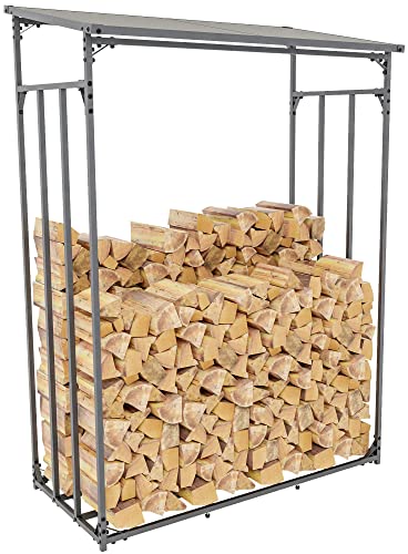 CLP Kaminholzunterstand Ruston I Kaminholzregal Anthrazit I Holzlager Aus Metall I Feuerholzregal Für Außen, Größe:L von CLP