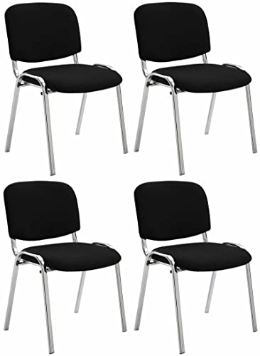 CLP 4er Set Stühle Ken Chrom Stoff I Gepolsterte Sitzfläche, Farbe:schwarz von CLP