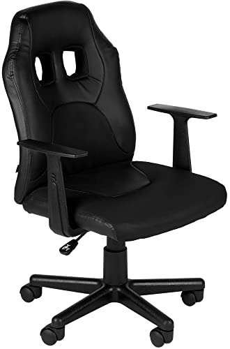 CLP Kinder Gaming Bürostuhl Fun I Schreibtischstuhl Mit Kunstlederbezug Und Abnehmbaren Armlehnen I Drehstuhl Für Mädchen Und Jungen, Farbe:schwarz/schwarz von CLP