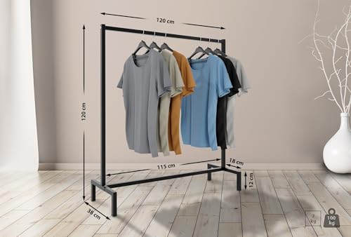 CLP Kleiderständer Melva I Garderobenstange Aus Metall I Freistehende Kleiderstange Schwarz, Farbe:schwarz, Größe:120x38x120 CLP Kleiderständer Melva I Garderobenstange Aus Metall I Freistehende Kleiderstange Schwarz, Farbe:schwarz, Größe:120x38x120 von CLP