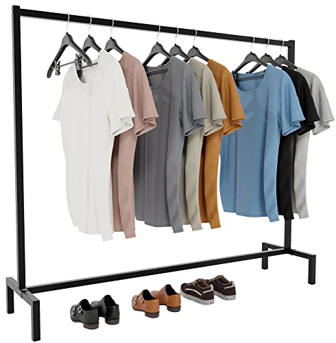 CLP Kleiderständer Melva I Garderobenstange Aus Metall I Freistehende Kleiderstange Schwarz, Farbe:schwarz, Größe:150x38x120 von CLP