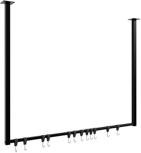 CLP Kleiderstange Fenton mit 12 Kleiderhaken I Kleiderständer für Deckenmontage I Garderobenstange aus Metall, Größe:100x80 cm von CLP