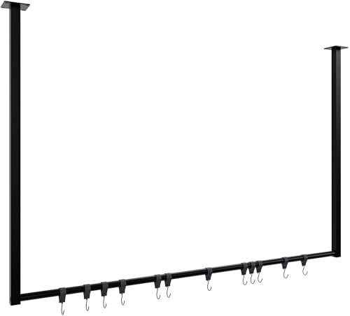 CLP Kleiderstange Fenton mit 12 Kleiderhaken I Kleiderständer für Deckenmontage I Garderobenstange aus Metall, Größe:120x80 cm von CLP