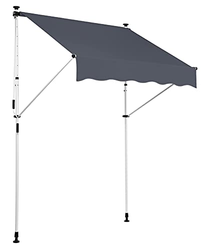 CLP Klemm-Markise Westerly I Ohne Bohren I Höhenverstellbar I UV50+ I Wasserdicht, Farbe:anthrazit, Größe:300x120 cm von CLP