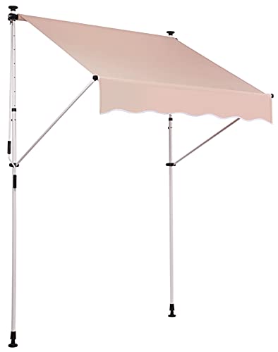 CLP Klemm-Markise Westerly I Ohne Bohren I Höhenverstellbar I UV50+ I Wasserdicht, Farbe:beige, Größe:300x120 cm von CLP