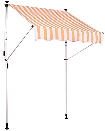 CLP Klemm-Markise Westerly I Ohne Bohren I Höhenverstellbar I UV50+ I Wasserdicht, Farbe:weiß/gelb, Größe:150x120 cm von CLP