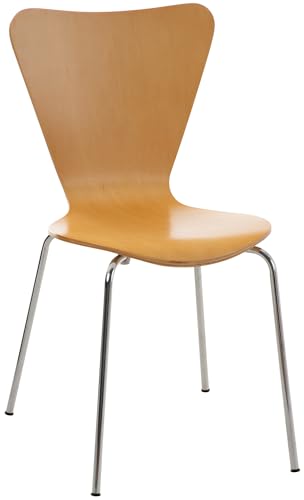 CLP Stapelstuhl Calisto I Konferenzstuhl Mit Holzsitz Und Stabilem Metallgestell, Farbe:Natur von CLP
