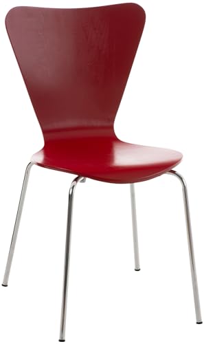 CLP Stapelstuhl Calisto I Konferenzstuhl Mit Holzsitz Und Stabilem Metallgestell, Farbe:rot von CLP
